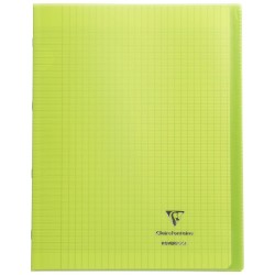 Clairefontaine - Cahier Koverbook Piqué Polypro Transparent - Grand Carreaux - 48 Pages - 24 x 32 cm