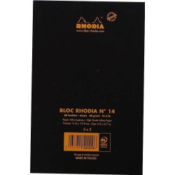 Bloc Rhodia N°14 Black Petits Carreaux - 80 Feuillets