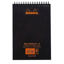 Bloc Rhondia Spirale Noir Petits Carreaux - 80 Feuillets