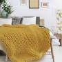 Plaid Grosses Mailles Chunky Jaune 120 x 150 cm - The Home Deco