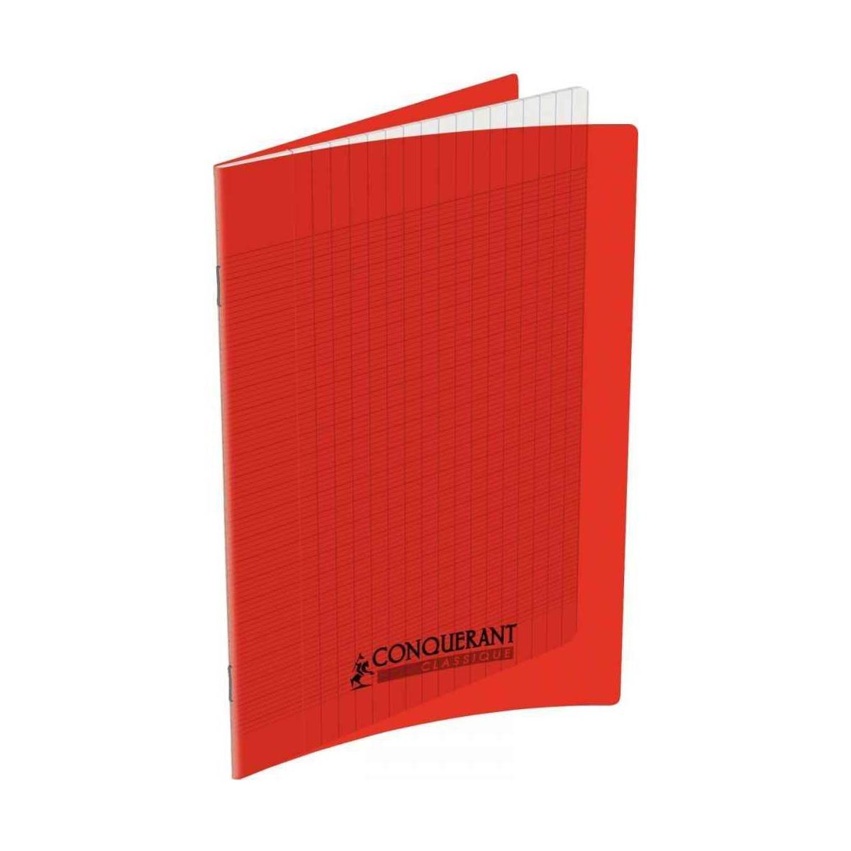 Cahier Conquerant Classique 17x22 cm Rouge 192p Séyès Polypro