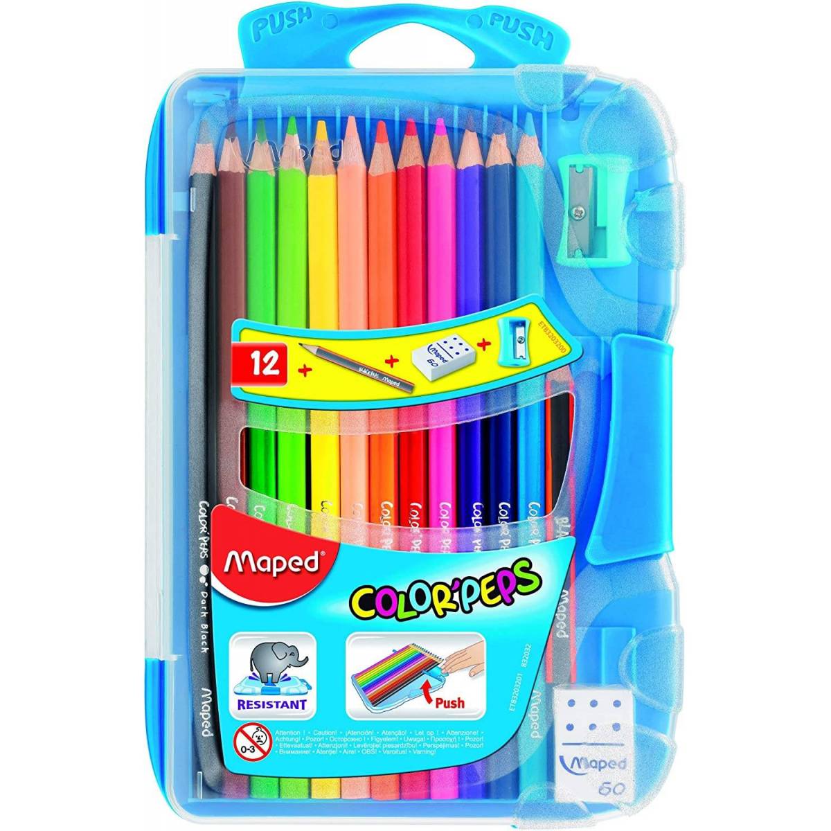 Coffret Maped Color Peps Crayons de Couleurs + Taille Crayons + Mini Crayon  Graphite + Gomme
