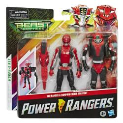 Figuur Power Rangers Red en Morphin Cruise Beast morphers 10 cm