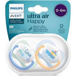 Avent Ultra Air Happy I Love Mama Pacifiers 0-6 months