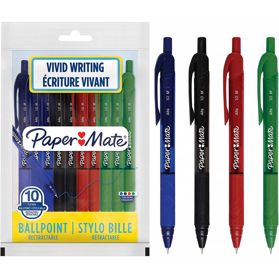 PaperMate lot stylos à bille bleu pointe moyenne