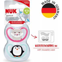 Set NUK Chupete Space T2 Gato y Pingüino x 2 un