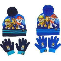 Paw Patrol blauwe sublimatie muts en handschoenen set