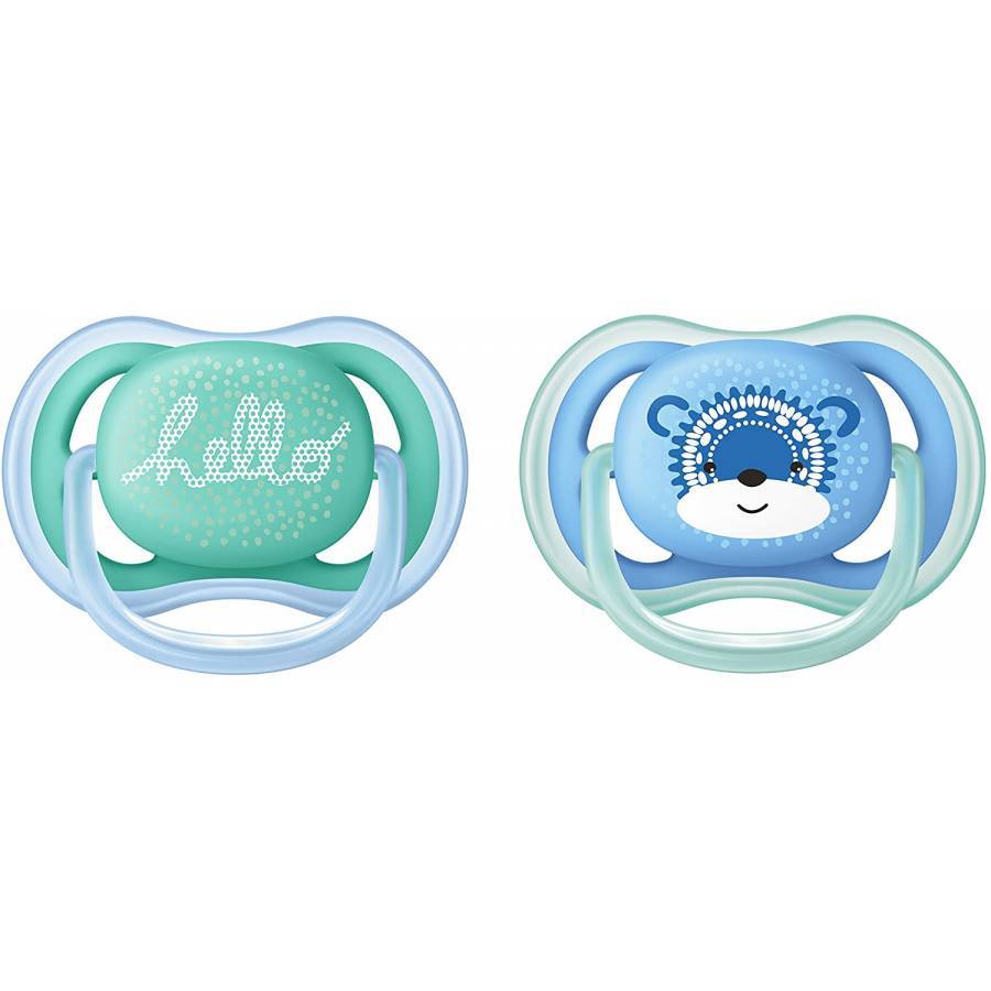 Set di 2 succhietti Avent Ultra Air 6-18 mesi Hello / Face