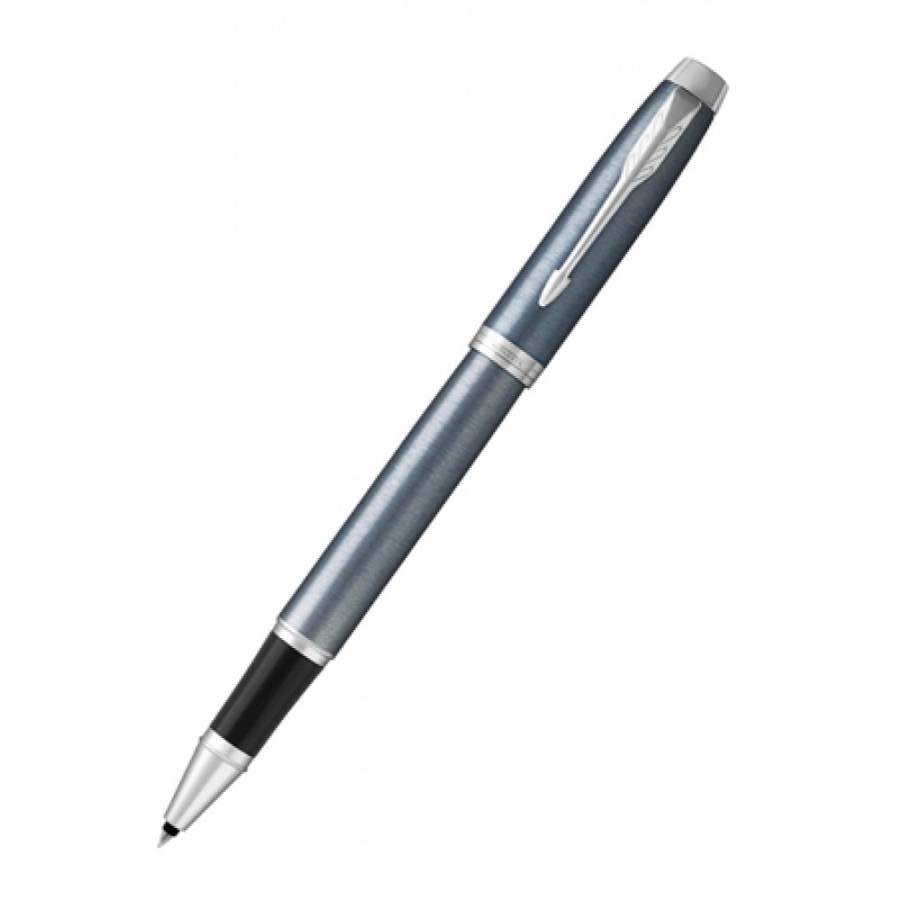 PARKER IM PENNA ROLLER, AZZURRO E GRIGIO PREMIUM CON FINITURE CROMATE