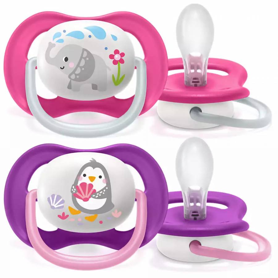 2 Sucettes Ultra Air Silicone Animals 6-18M Philips/Avent
