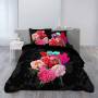 Housse de couette Fleurs & Perroquet Perropink 200 x 200 cm noire