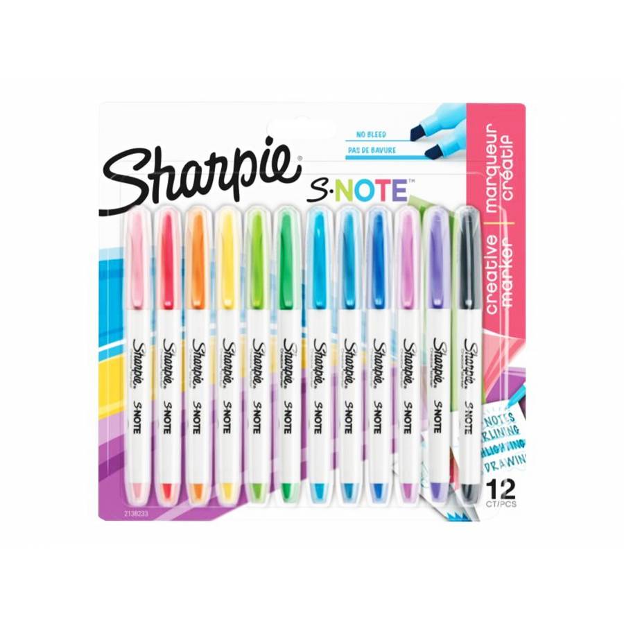 Sharpie S-Note Creative Marker, Chisel Tip - 6 markers