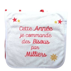 Lot de 2 bavoirs 6 mois + Babycalin Message Noël 32 x 28 cm