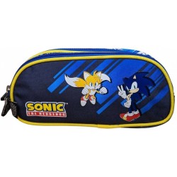 Sonic 41 cm boekentas op wieltjes + etui met 2 vakken