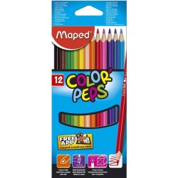 MAPED - 12 Crayons de Couleurs en Pochette Cartons