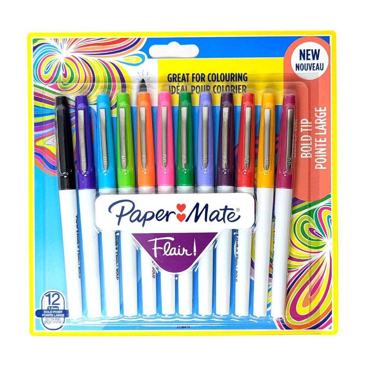 PAPER MATE Blister de 12 stylos-feutres paper mate flair carnaval coloris  assortis - Stylo & feutre - LDLC