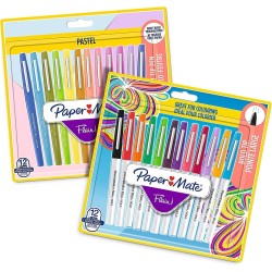 Pak van 24 Paper Mate Flair Luminous & Pastel viltstiften