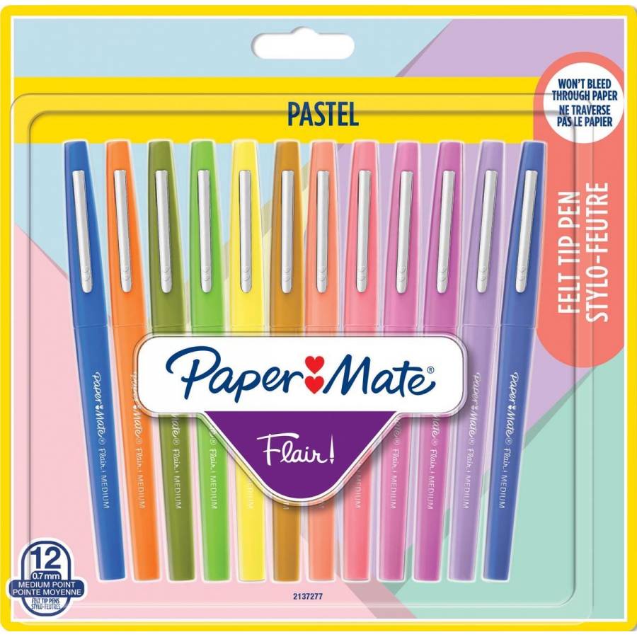 Paper Mate Flair Felt Tip Pens | Medium Point (0.7mm) | Navy Blue | 12 Count