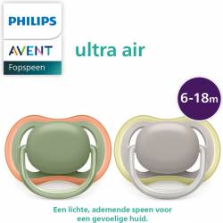 Phillips Avent Sucette ultra air 6-18 mois silicone gris vert lot