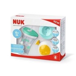 Leerset 1 cup en 2 Nuk Turtle mondstukken 6 maanden +