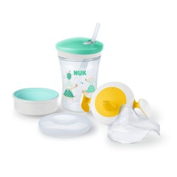 Leerset 1 cup en 2 Nuk Turtle mondstukken 6 maanden +