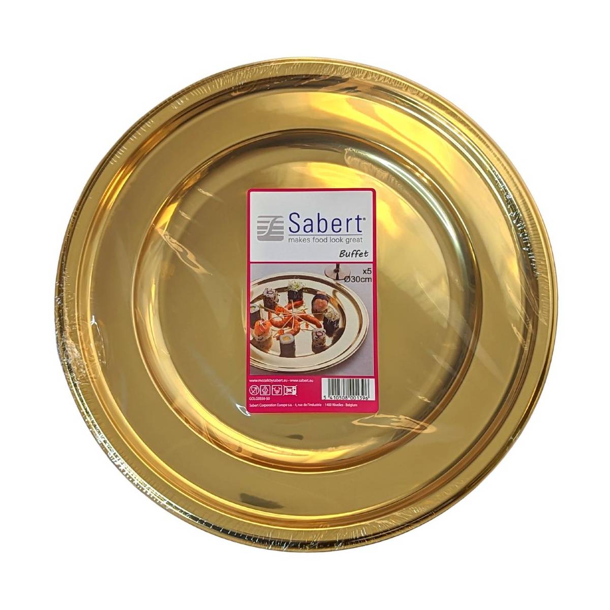 Assiette doré Plastique Sabert réutilisable 30 cm