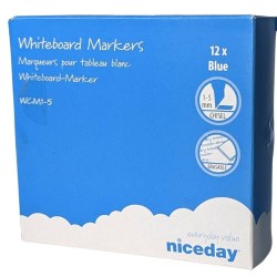 12 Marqueurs Large Bleu Niceday pour Tableau Blanc