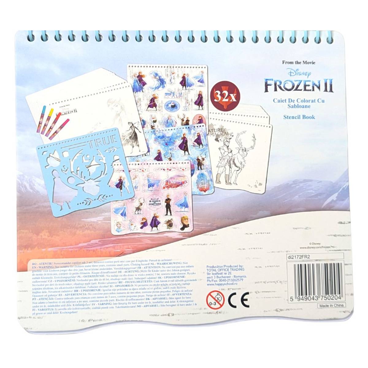 Blocco da disegno Frozen con stencil 32 pezzi