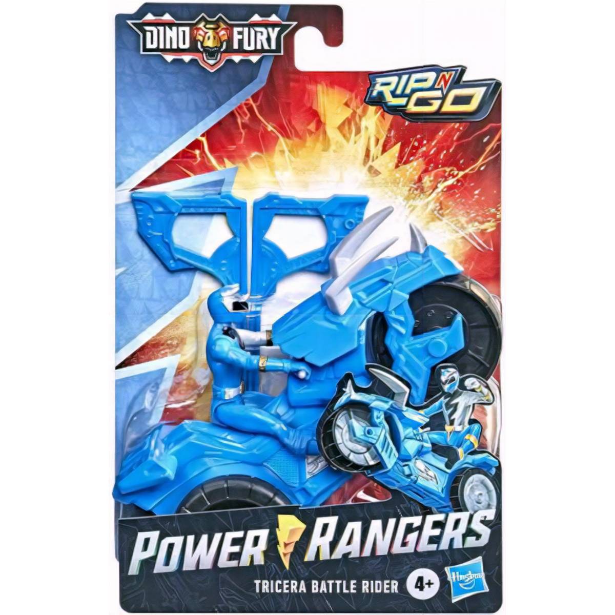 Power Rangers Dino Fury Moto de combat Ticératops Bleu