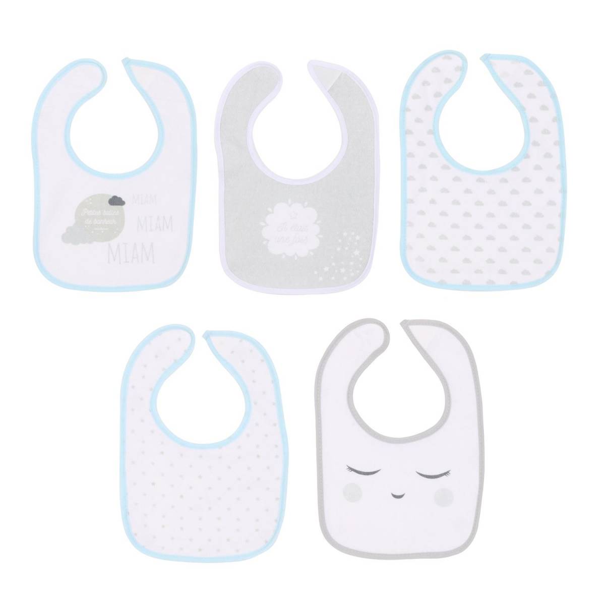 Lot de 5 Bavoirs Naissance - Milky Baby