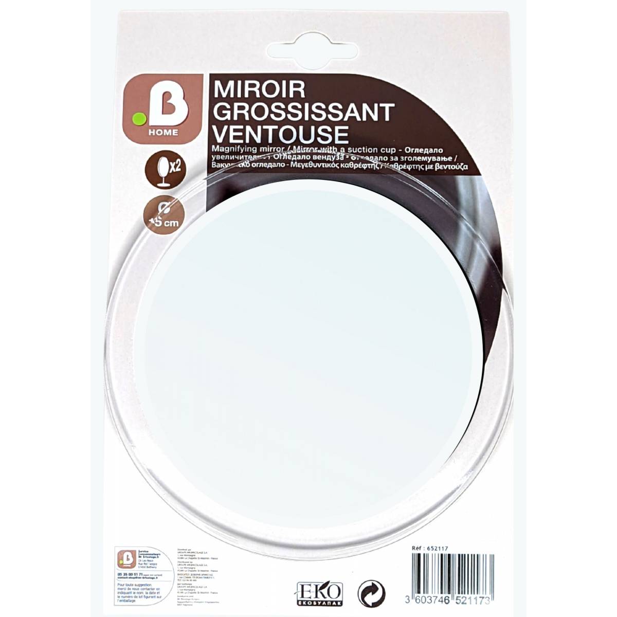 Miroir Grossissant x2 Ventouse Ø15cm BHome