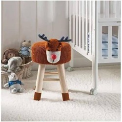 Tabouret Enfant Pouf Cerf Animaux, 35cm x 27cm x 44cm