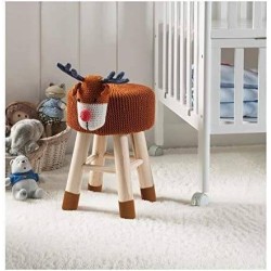 Tabouret Enfant Pouf Cerf Animaux, 35cm x 27cm x 44cm