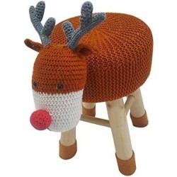 Tabouret Enfant Pouf Cerf Animaux, 35cm x 27cm x 44cm