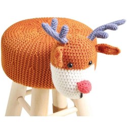 Tabouret Enfant Pouf Cerf Animaux, 35cm x 27cm x 44cm