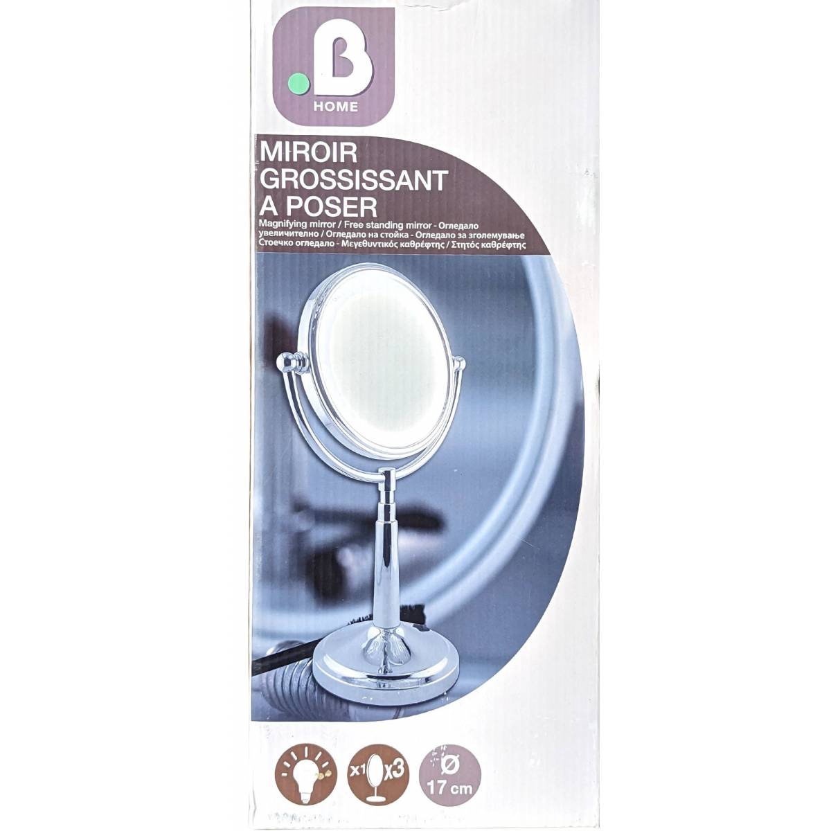 Miroir lumineux à poser Grossissant x3 Ø17cm BHome