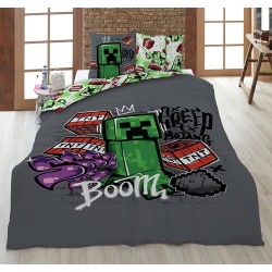 Housse de Couette Minecraft 140 x 200 + Taie d'Oreiller Metro Art