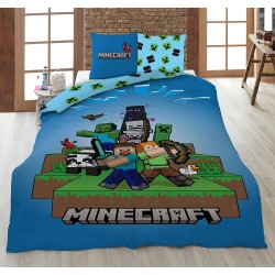 Housse de Couette Minecraft 140 x 200 + Taie d'Oreiller Metro Art