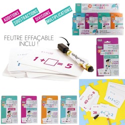 36 Cartes Educatives Spéciales Calculs + 1 Feutres Effaçable