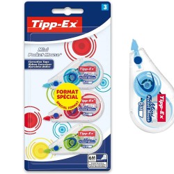 BIC -Lot de 3 Correcteurs Tipp-Ex Mini Pocket Mouse - Rouge, Jaune et Bleu