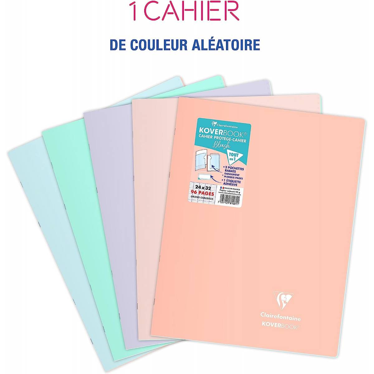 CLAIREFONTAINE Cahier KOVERBOOK piqûre 96 pages grands carreaux