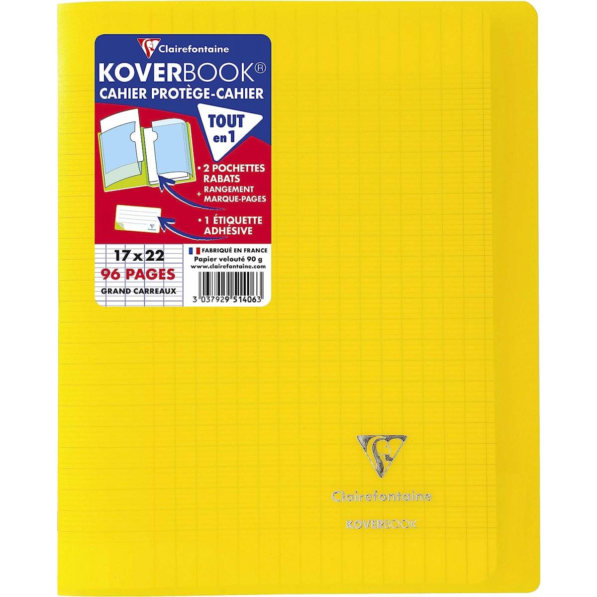 Clairefontaine - Quaderno trasparente Koverbook Piqué Polypro - Piastrelle grandi - 96 pagine - 24 x 32 cm