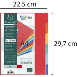 Intercalaires carte lustrée 225g 6 positions - A4