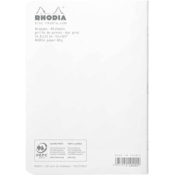 Cahier piqué Rhodia Classic 14,8x21 cm 96 pages dot non détachables 80g - Blanc