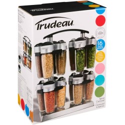 Trudeau Support à Epices Carrousel 16 Bouteilles Chrome Argent / Noir