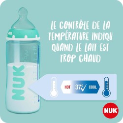 Nuk First Choice+ biberon anti-colique professionnel, 0-6 mois, Contrôle de la température, 300 ml, Sans BPA