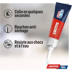 Loctite Super Glue-3 Original colle transparente à séchage rapide, 2 tubes 3 g