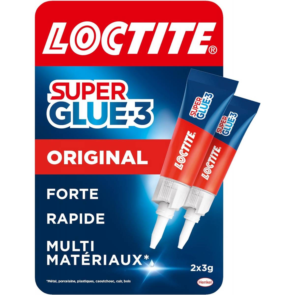 Loctite Super Glue-3 Original colle transparente à séchage rapide, 2 tubes 3 g