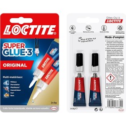 Loctite Super Glue-3 Original colle transparente à séchage rapide, 2 tubes 3 g