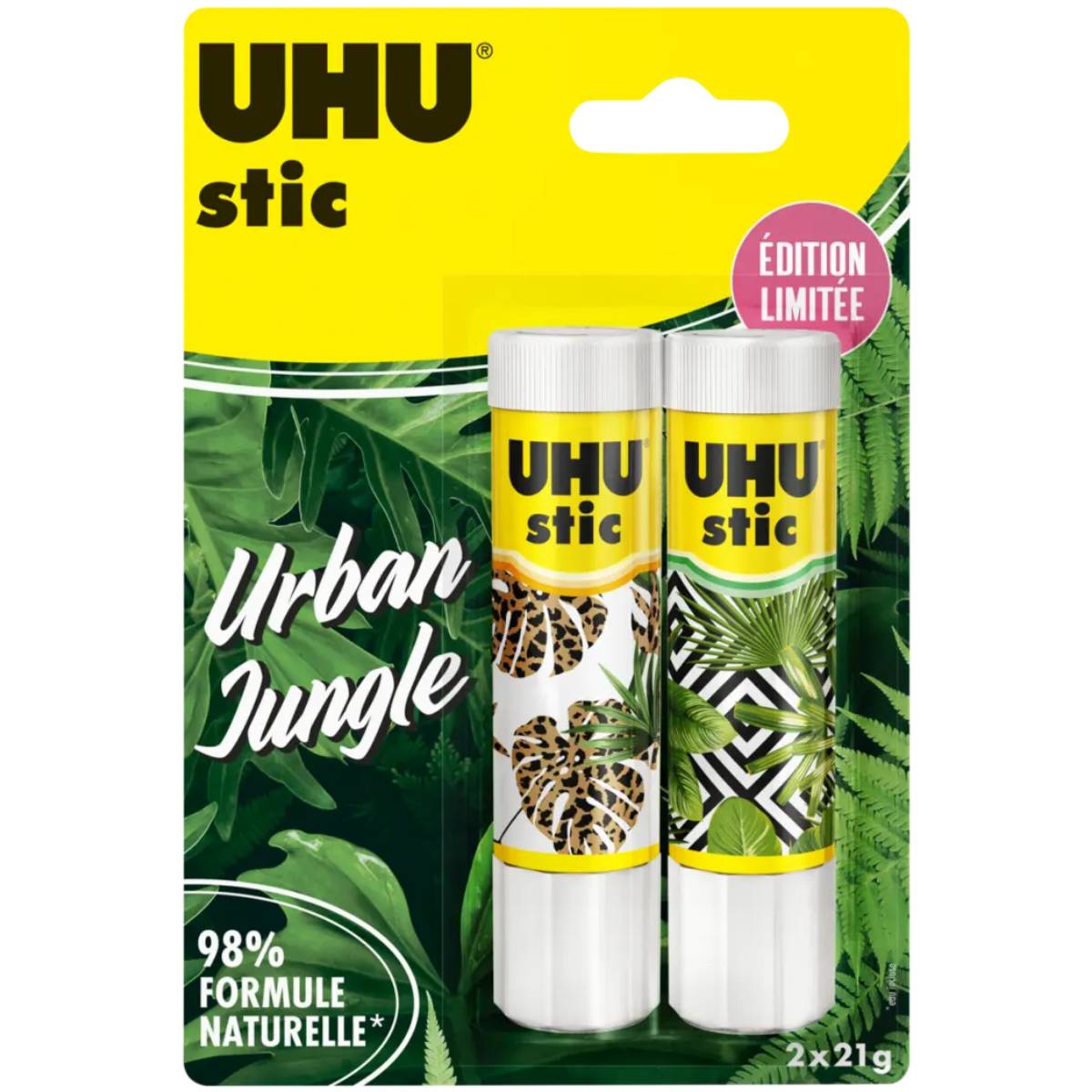 UHU Stic - Bâtons de colle sans solvants, édition limitée pastel , blanche, lot 2 stics de 21g